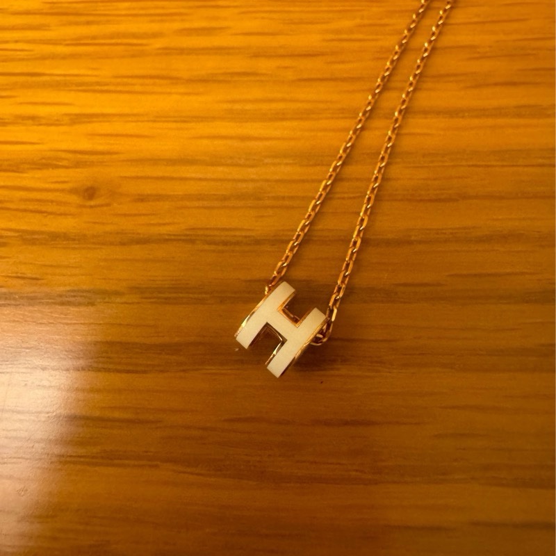 愛馬仕 Mini Pop H項鍊 玫瑰金 白 全新-4