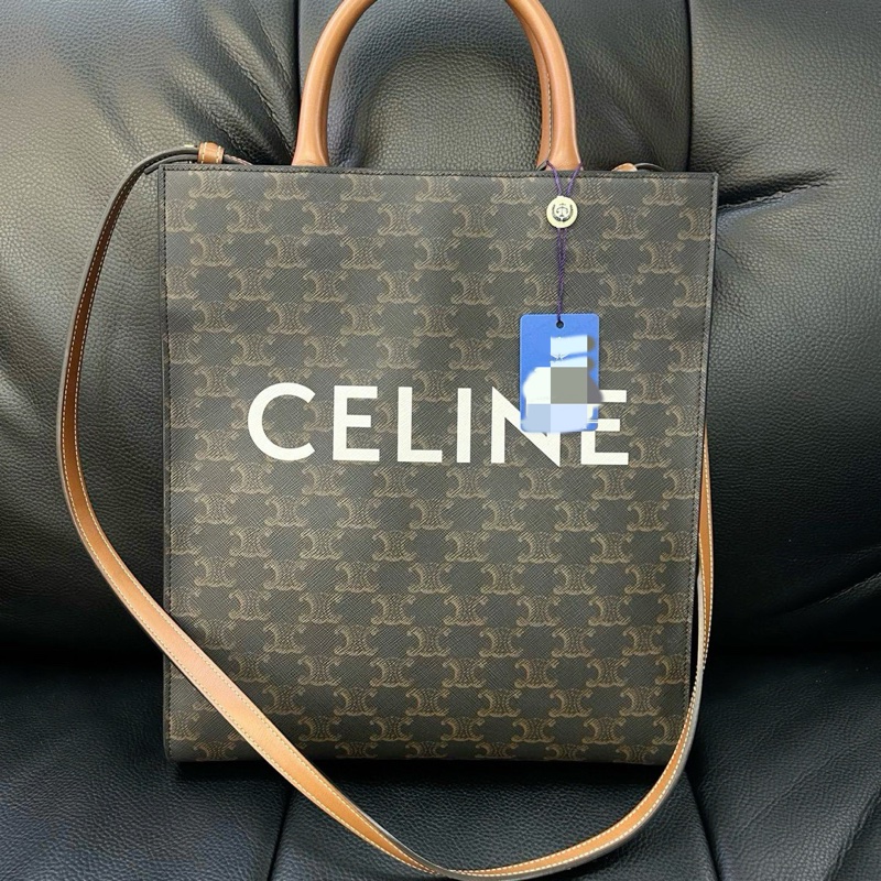 Celine賽琳！CABAS凱旋門老花小號tote琴譜-0