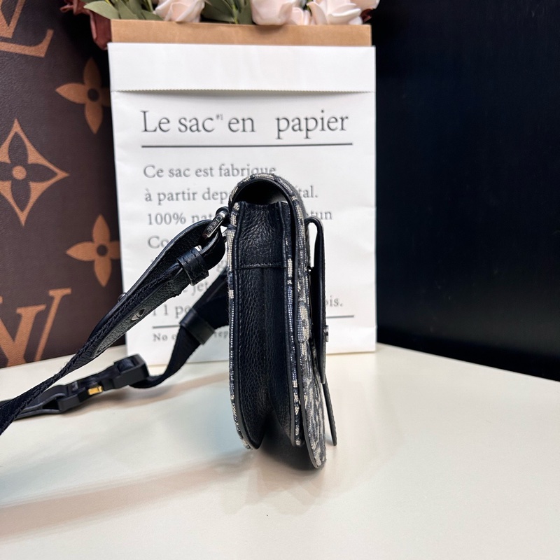 Dior迪奧！芯片款老花拼皮馬鞍包手槍包胸包，各種背法男女同款-2