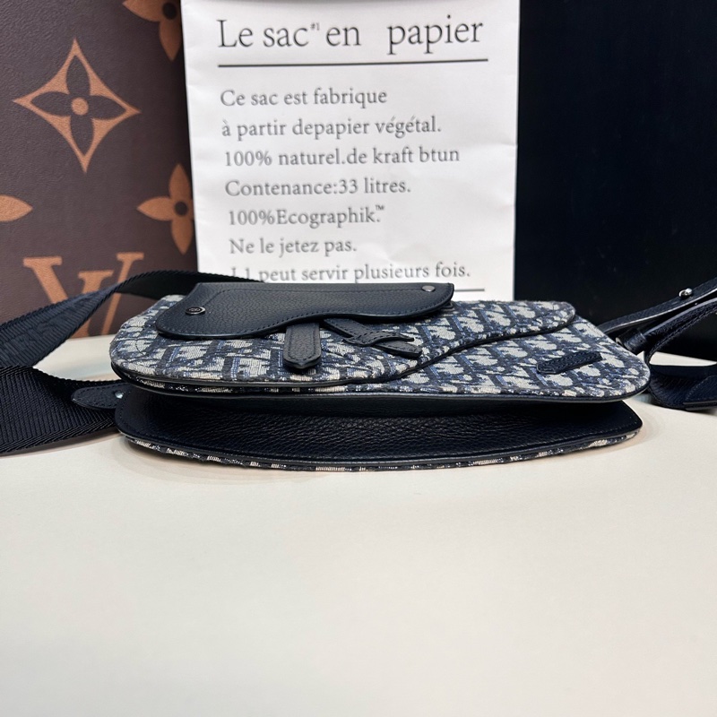 Dior迪奧！芯片款老花拼皮馬鞍包手槍包胸包，各種背法男女同款-4