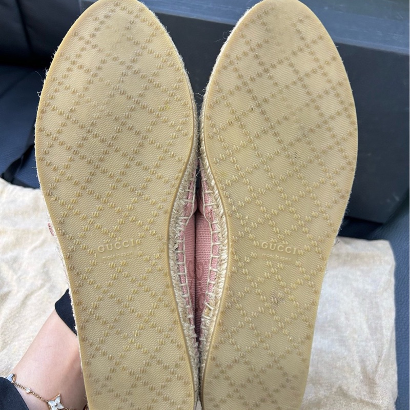 閒置新Gucci古馳！滿印雙G粉色麻底漁夫鞋休閒單鞋-7