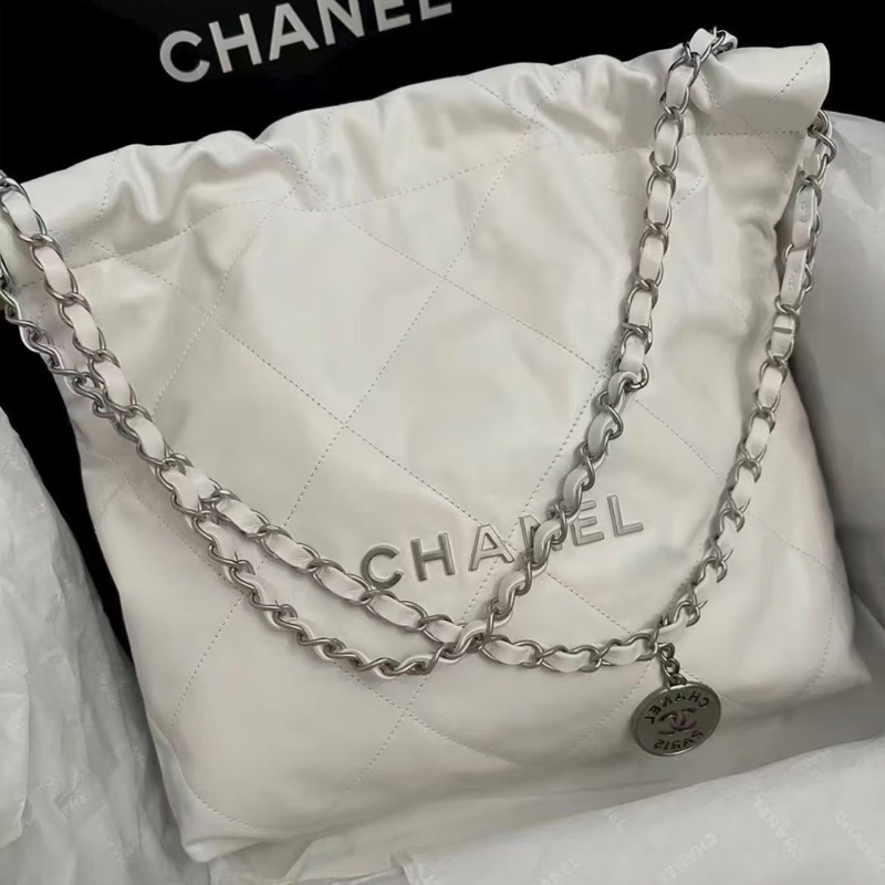 閒置全配❤️ 香奈兒 #22bag #小號 #白色 #銀釦-0