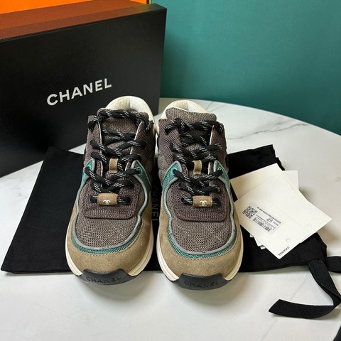 CHANEL香奈兒！咖藍拼色熊貓鞋低幫運動鞋