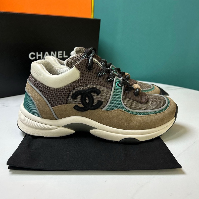 CHANEL香奈兒！咖藍拼色熊貓鞋低幫運動鞋-2