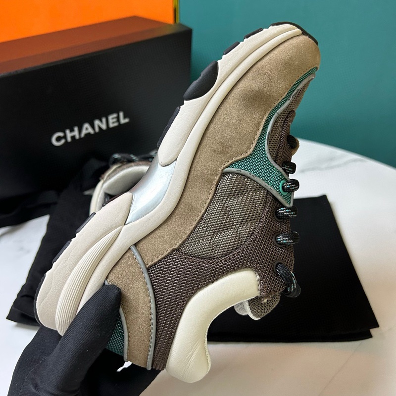 CHANEL香奈兒！咖藍拼色熊貓鞋低幫運動鞋-6