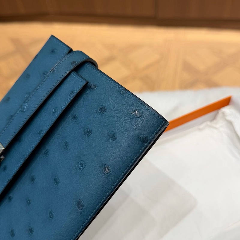 🌈Hermes💙Kelly Wallet長銀包💙S4深邃藍鴕鳥皮銀扣💙98.5新🌟kellywallet🌟kelly🌟愛馬仕🌟-3