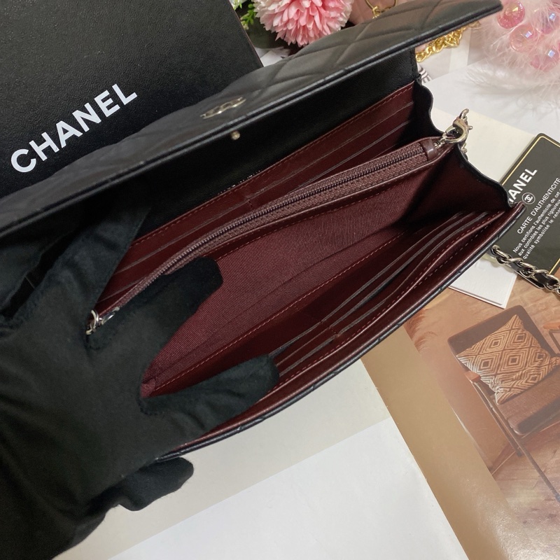 𝙲𝕙𝕒𝕟𝕖𝕝經典雙C銀釦翻蓋長夾🏅 #附鏈條改造組升級woc背-13