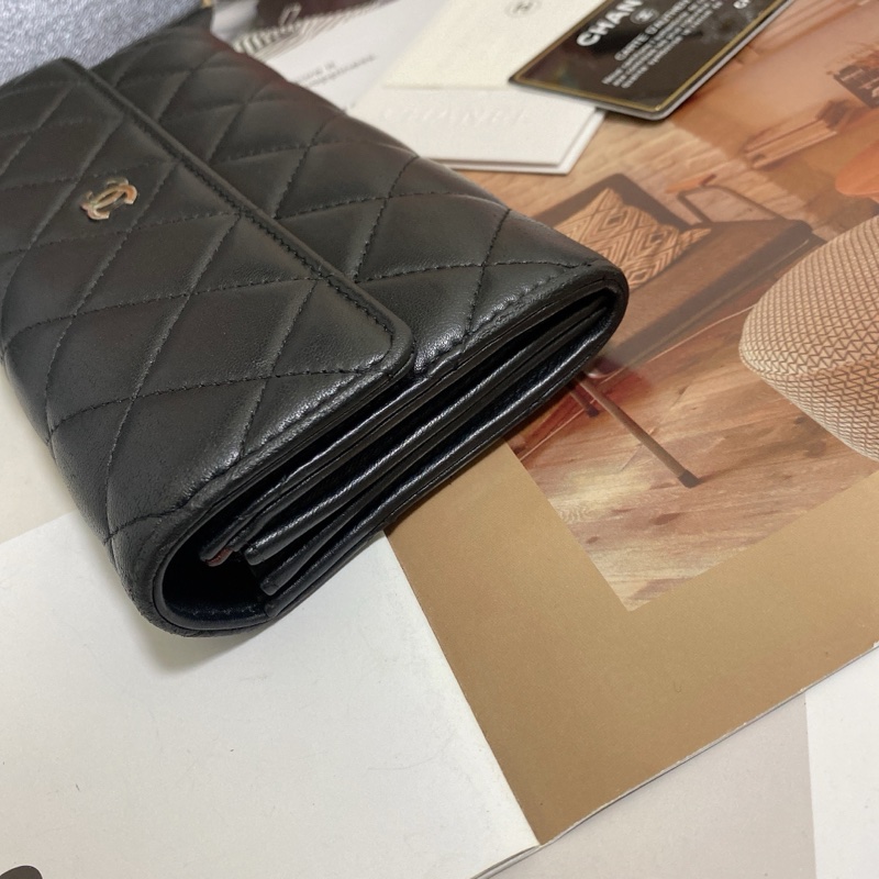 𝙲𝕙𝕒𝕟𝕖𝕝經典雙C銀釦翻蓋長夾🏅 #附鏈條改造組升級woc背-22