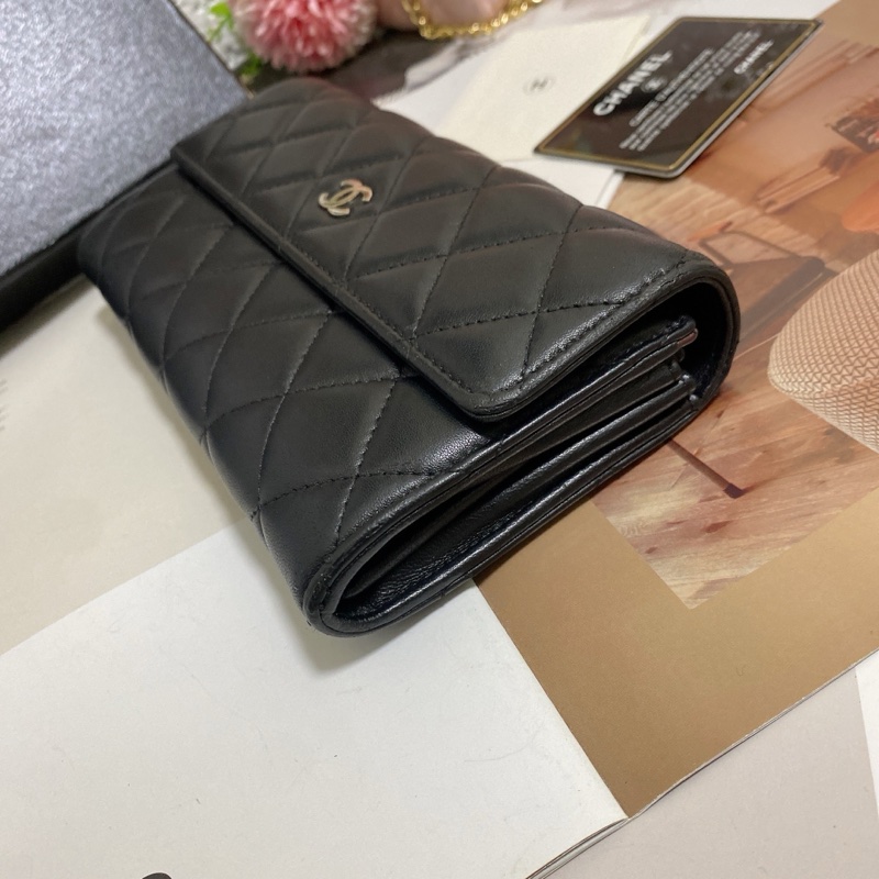 𝙲𝕙𝕒𝕟𝕖𝕝經典雙C銀釦翻蓋長夾🏅 #附鏈條改造組升級woc背-24