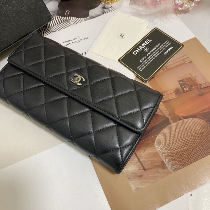 𝙲𝕙𝕒𝕟𝕖𝕝經典雙C銀釦翻蓋長夾🏅 #附鏈條改造組升級woc背-25