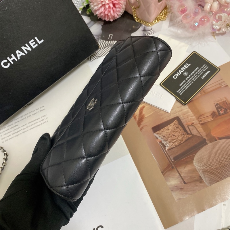 𝙲𝕙𝕒𝕟𝕖𝕝經典雙C銀釦翻蓋長夾🏅 #附鏈條改造組升級woc背-27