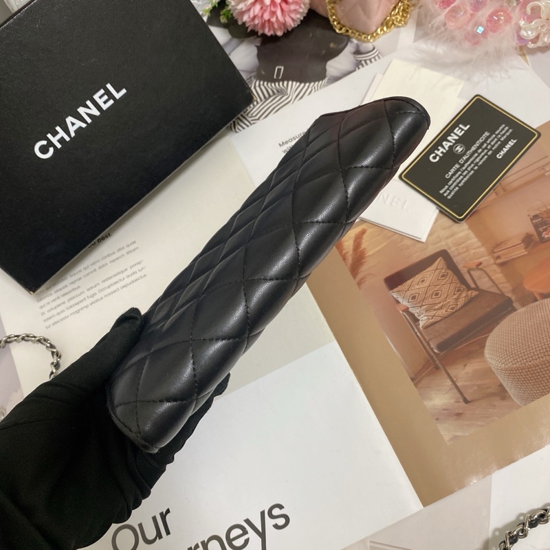 𝙲𝕙𝕒𝕟𝕖𝕝經典雙C銀釦翻蓋長夾🏅 #附鏈條改造組升級woc背-30