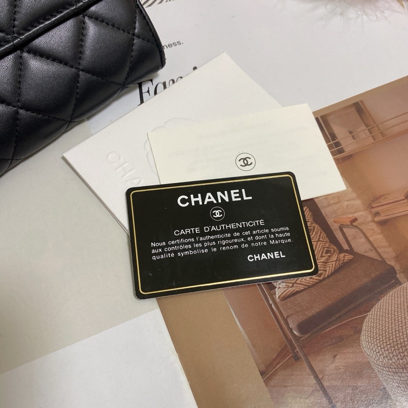 𝙲𝕙𝕒𝕟𝕖𝕝經典雙C銀釦翻蓋長夾🏅 #附鏈條改造組升級woc背-31