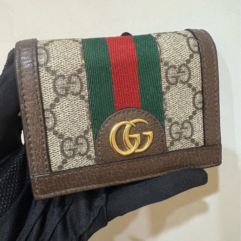 Gucci ophidia經典短夾 綠紅綠-0