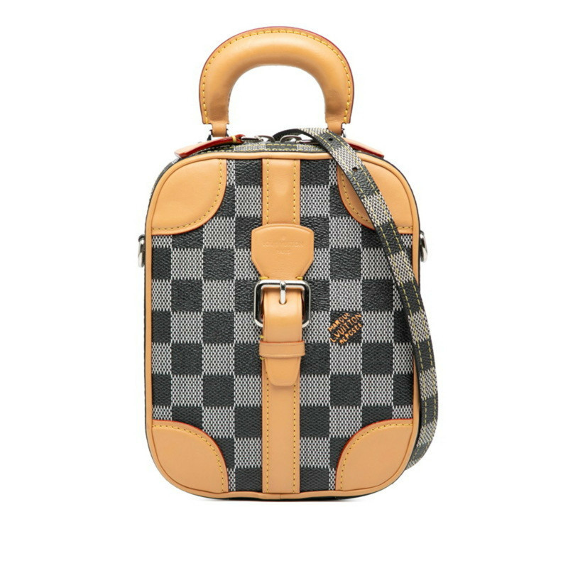 路易威登 Damier Valisette 直式手提包/單肩包 2WAY N60273 灰色/棕色皮革 女士 LOUIS VUITTON-0