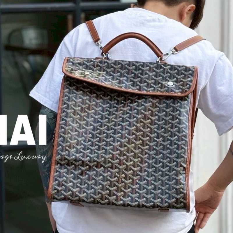 顏值在線超實用😍Goyard戈雅SaintLeger棕色老花折疊雙肩包後背包-7