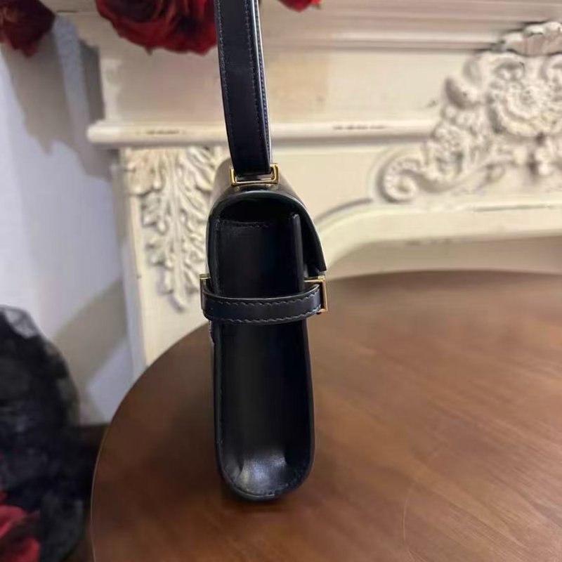 Ysl 黑金亮面box皮迷你曼哈頓斜背包 rose 同款 底長19 99新配件塵袋-2