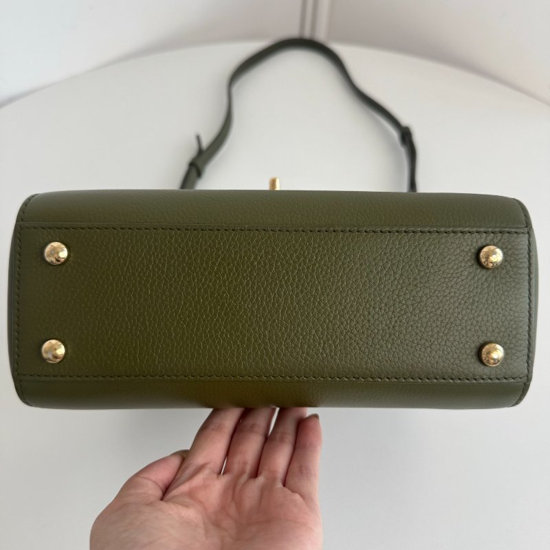 香奈兒/Chanel 橄欖綠牛皮手提小tote-4