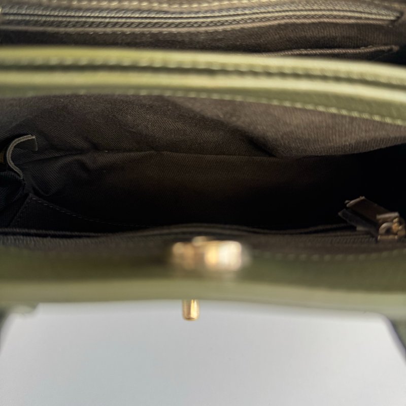 香奈兒/Chanel 橄欖綠牛皮手提小tote-8