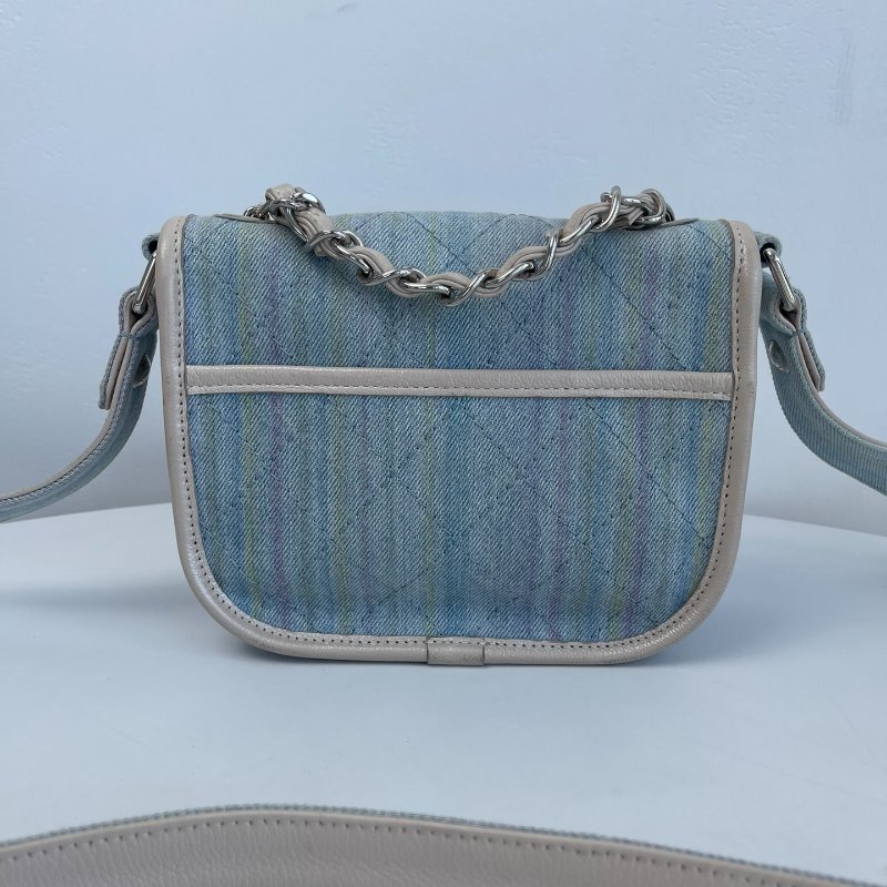 香奈兒/Chanel 彩虹牛仔翻蓋手提郵差包-1