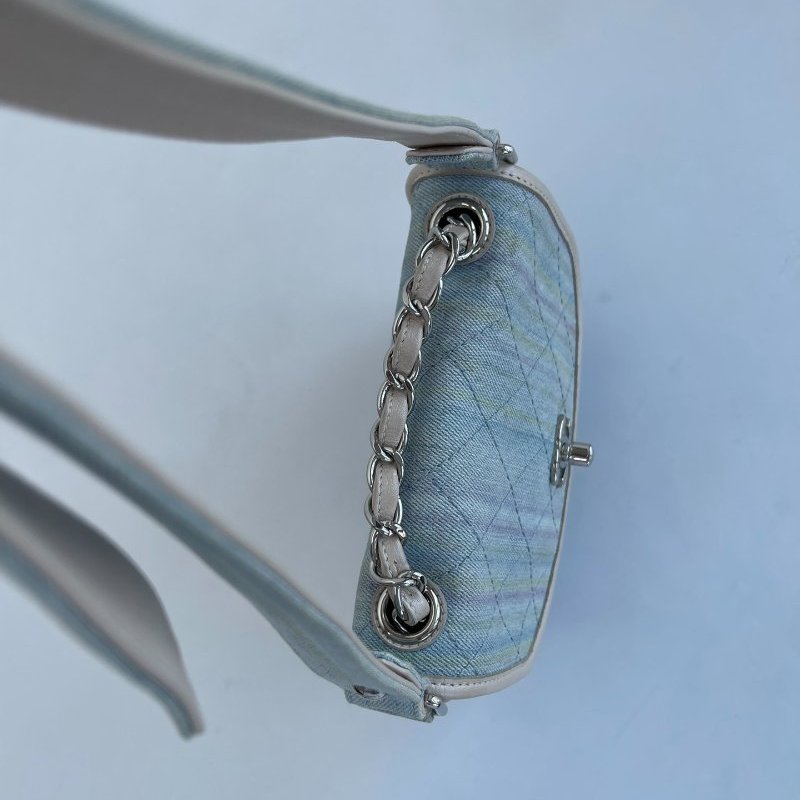 香奈兒/Chanel 彩虹牛仔翻蓋手提郵差包-4