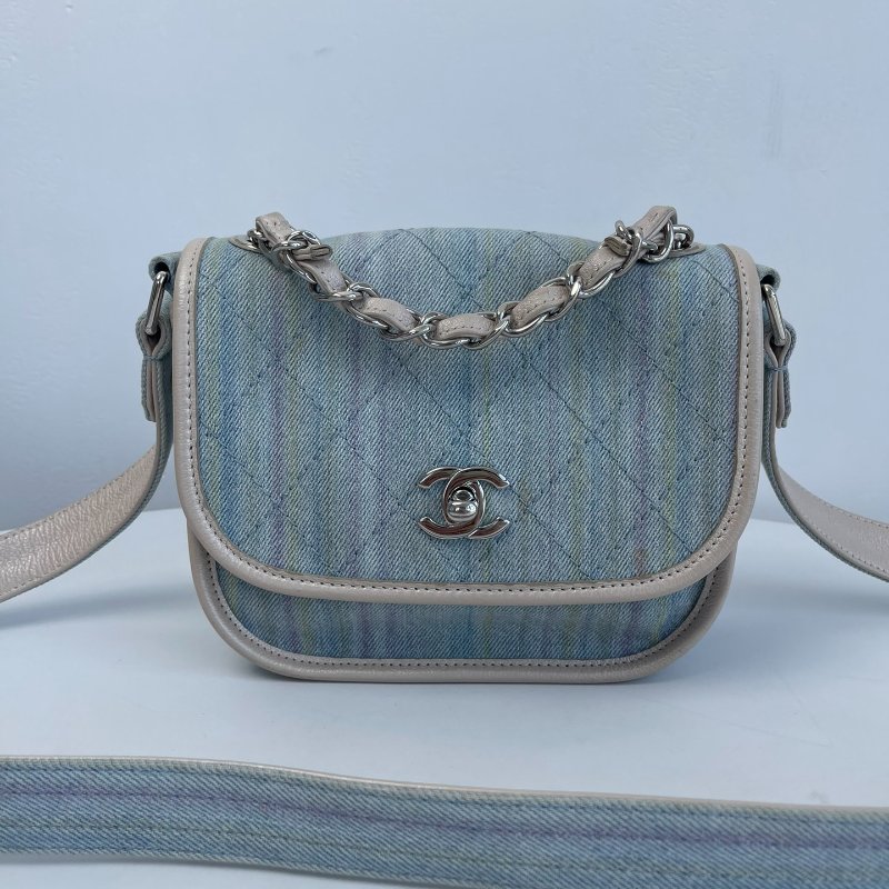 香奈兒/Chanel 彩虹牛仔翻蓋手提郵差包-6