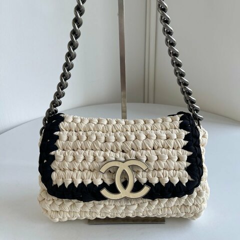 香奈兒/Chanel 黑白熊貓編織口蓋鏈條包