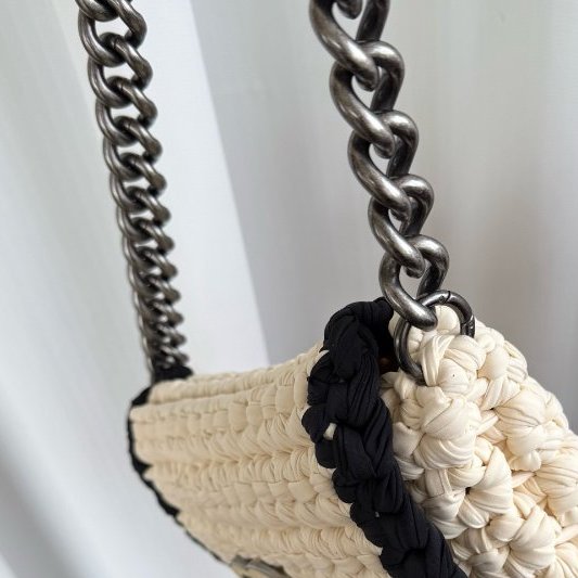 香奈兒/Chanel 黑白熊貓編織口蓋鏈條包-11