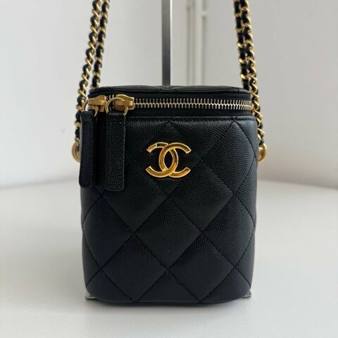 芯片款 香奈兒/Chanel 黑金魚子醬單肩盒子包