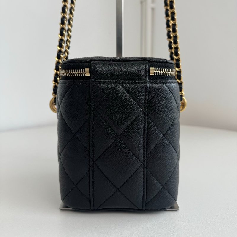 芯片款 香奈兒/Chanel 黑金魚子醬單肩盒子包-1