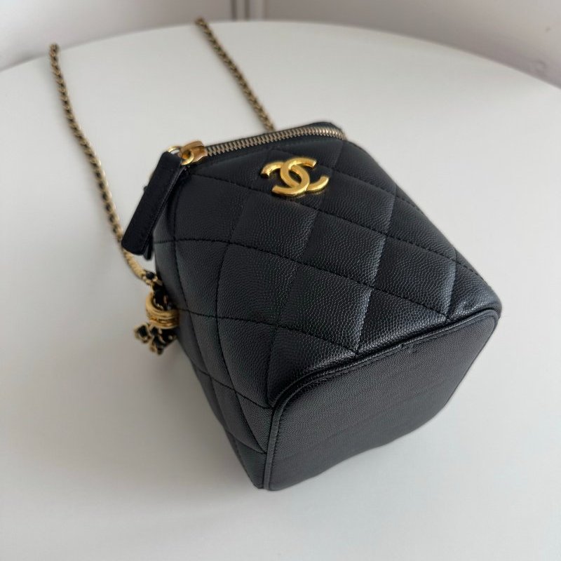 芯片款 香奈兒/Chanel 黑金魚子醬單肩盒子包-3