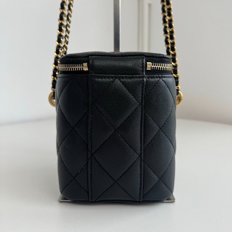 芯片款 香奈兒/Chanel 黑金魚子醬單肩盒子包-6