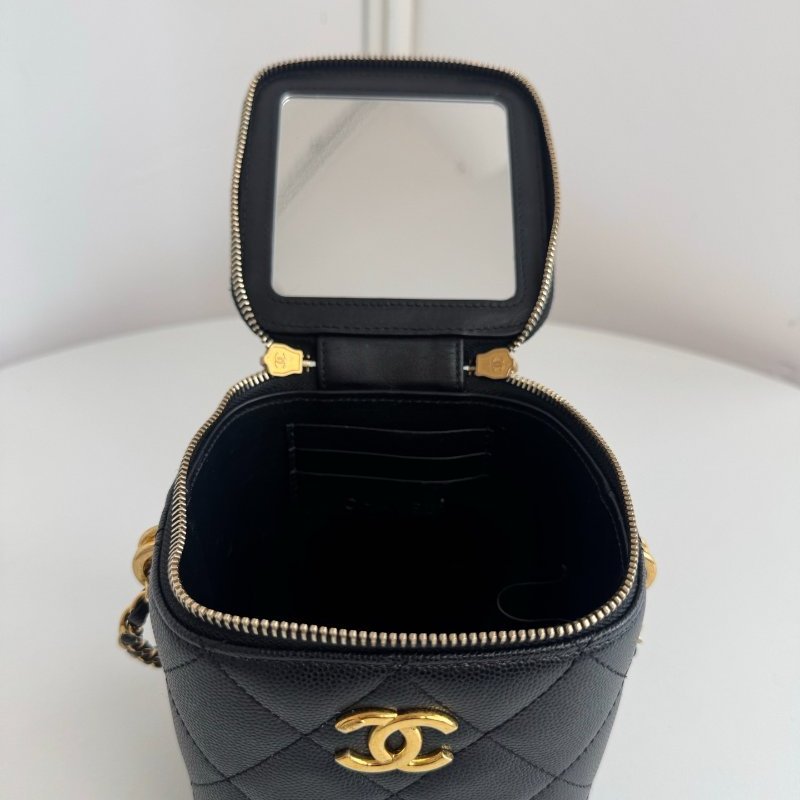 芯片款 香奈兒/Chanel 黑金魚子醬單肩盒子包-8