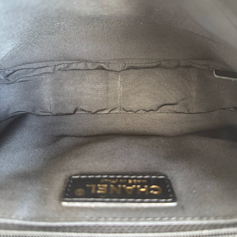 香奈兒/Chanel 黑金菱格口蓋方胖子 鏈條肩背包-8