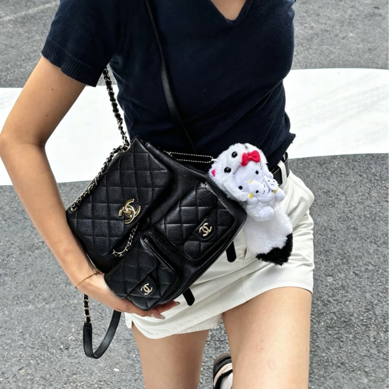 CHANEL香奈兒Duma系列雙肩包小號芯片款24年🎏全新全配專櫃斷貨-1