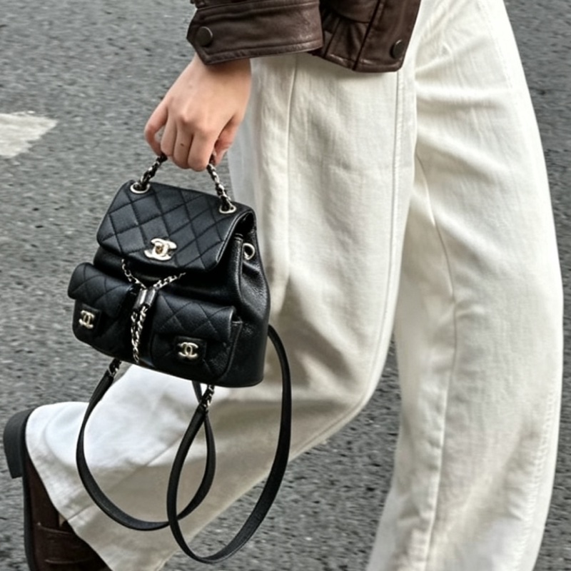 CHANEL香奈兒Duma系列雙肩包小號芯片款24年🎏全新全配專櫃斷貨-3