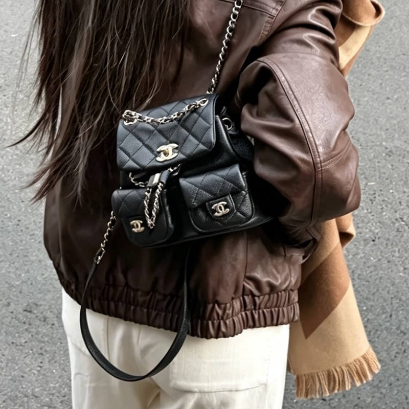 CHANEL香奈兒Duma系列雙肩包小號芯片款24年🎏全新全配專櫃斷貨-4