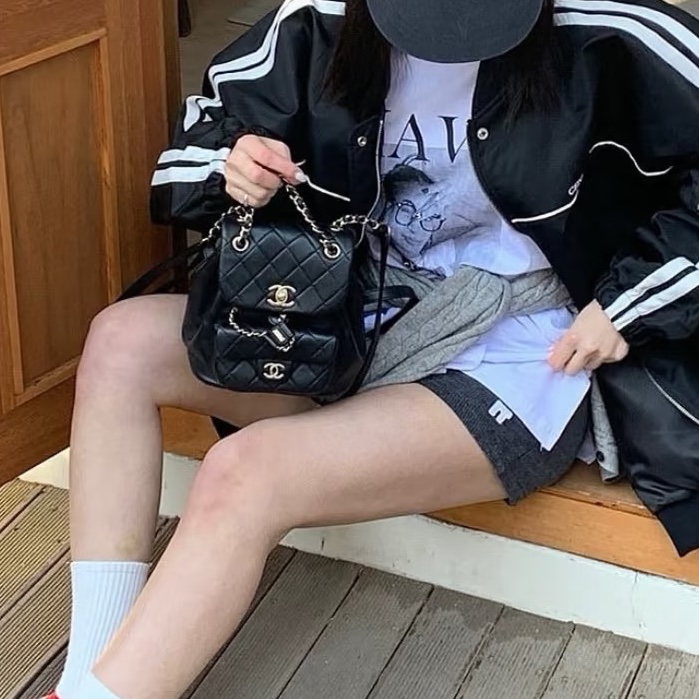 CHANEL香奈兒Duma系列雙肩包小號芯片款24年🎏全新全配專櫃斷貨-8