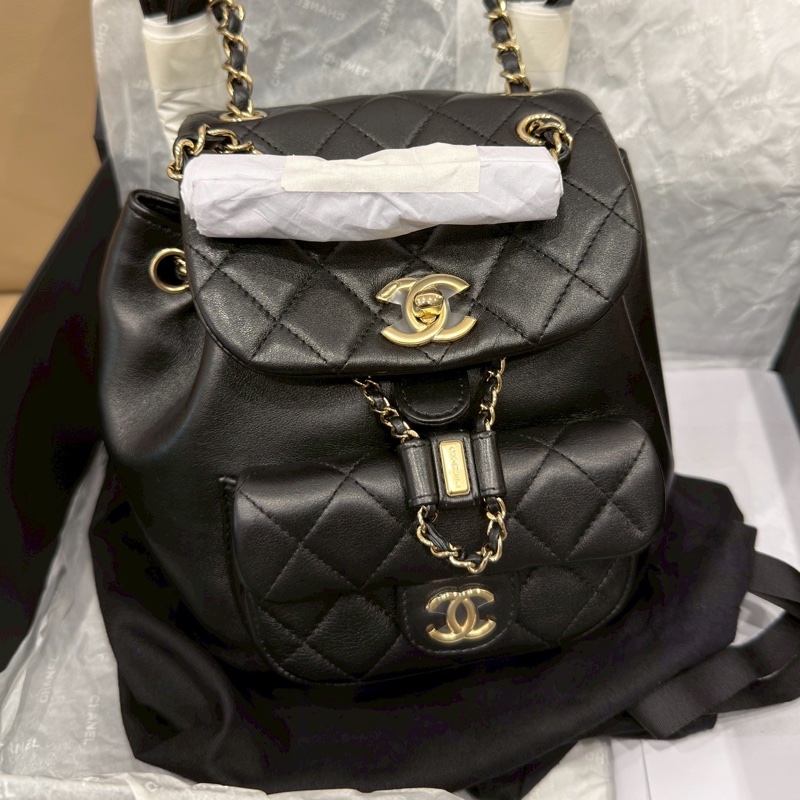 CHANEL香奈兒Duma系列雙肩包小號芯片款24年🎏全新全配專櫃斷貨-11