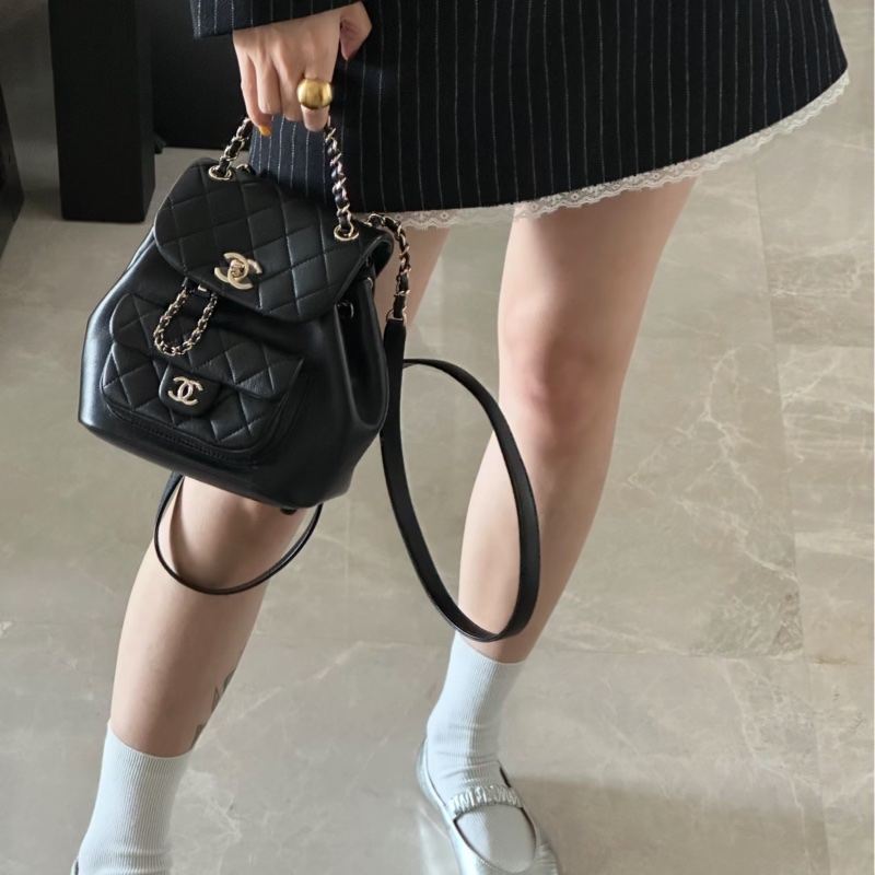 CHANEL香奈兒Duma系列雙肩包小號芯片款24年🎏全新全配專櫃斷貨-28