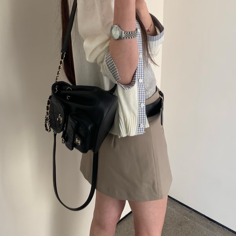 CHANEL香奈兒Duma系列雙肩包小號芯片款24年🎏全新全配專櫃斷貨-29