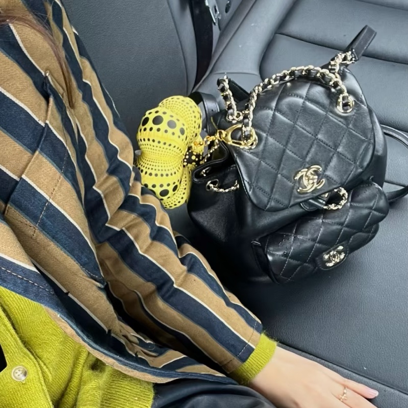 CHANEL香奈兒Duma系列雙肩包小號芯片款24年🎏全新全配專櫃斷貨-30