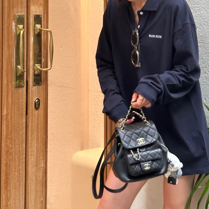 CHANEL香奈兒Duma系列雙肩包小號芯片款24年🎏全新全配專櫃斷貨-32