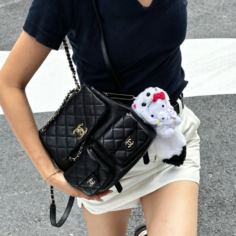 CHANEL香奈兒Duma系列雙肩包小號芯片款24年🎏全新全配專櫃斷貨-34