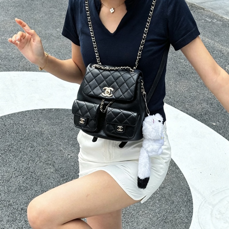 CHANEL香奈兒Duma系列雙肩包小號芯片款24年🎏全新全配專櫃斷貨-35