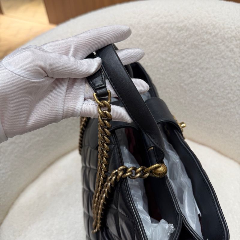 Chanel香奈兒 黑金油蠟牛皮托特包單肩包 底長31cm 23開有卡。-2