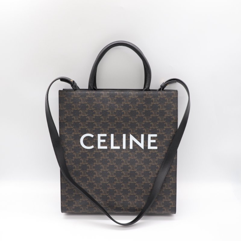 Celine 思琳 琴譜 托特Tote 凱旋門 老花 中號 黑色手柄 手提 單肩包 可當電腦包 肩背包-1