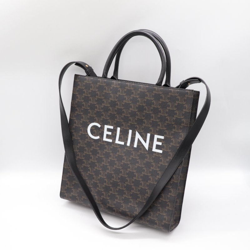 Celine 思琳 琴譜 托特Tote 凱旋門 老花 中號 黑色手柄 手提 單肩包 可當電腦包 肩背包-2