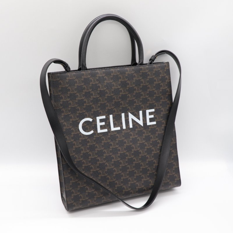 Celine 思琳 琴譜 托特Tote 凱旋門 老花 中號 黑色手柄 手提 單肩包 可當電腦包 肩背包-3