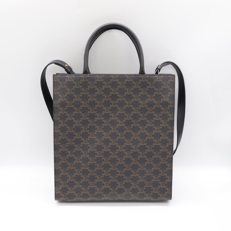 Celine 思琳 琴譜 托特Tote 凱旋門 老花 中號 黑色手柄 手提 單肩包 可當電腦包 肩背包-4